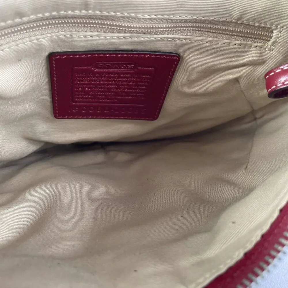 Y2K Coach Patchwork Purse Monogram Hobo Shoulder Bag Red Crocodile Print Handle - Picture 11 of 16